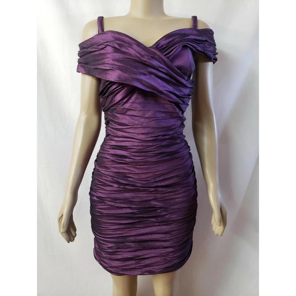 VTG Eureka, Purple Evening Women's Ruched Women's Dress Size Small #C